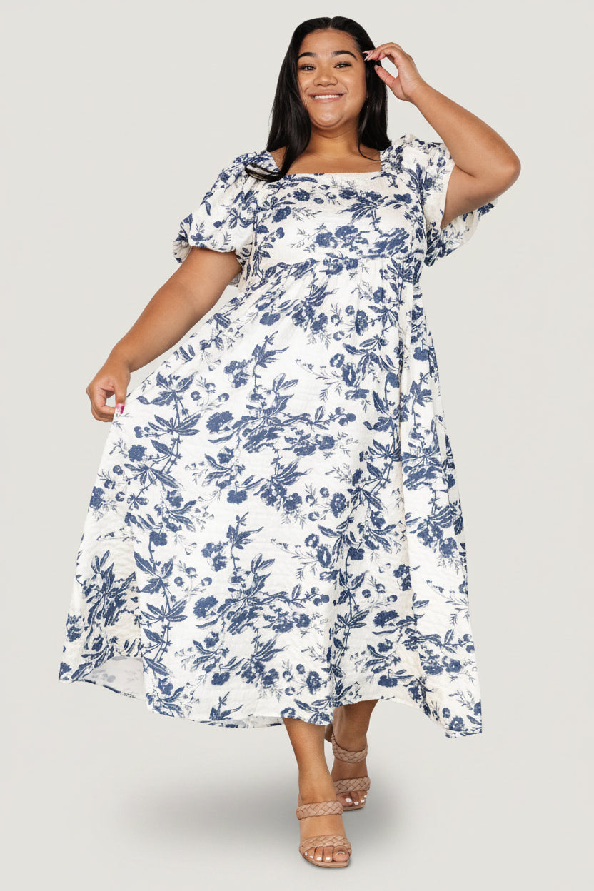 Baltic Born Womens Graceland Maxi Dress | Cream + Navy Floral