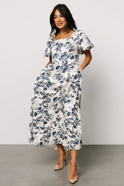 Graceland Maxi Dress | Cream + Navy Floral - Baltic Born