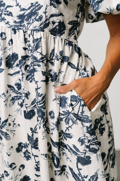 Graceland Maxi Dress | Cream + Navy Floral - Baltic Born