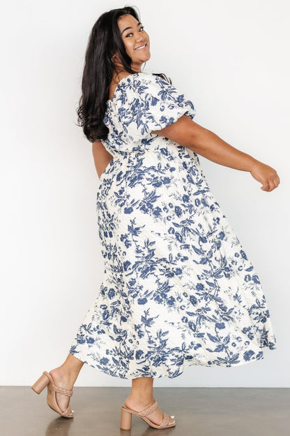 Graceland Maxi Dress | Cream + Navy Floral - Baltic Born