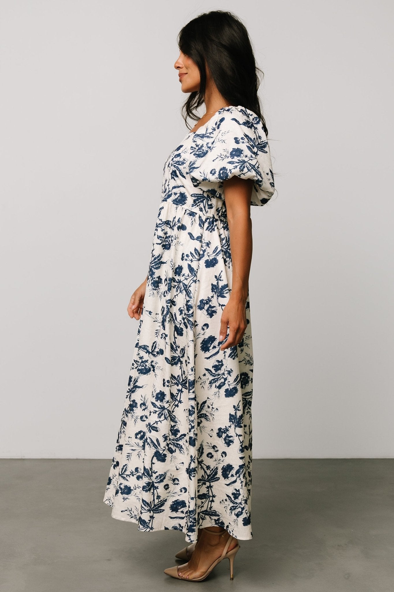 Graceland Maxi Dress | Cream + Navy Floral - Baltic Born