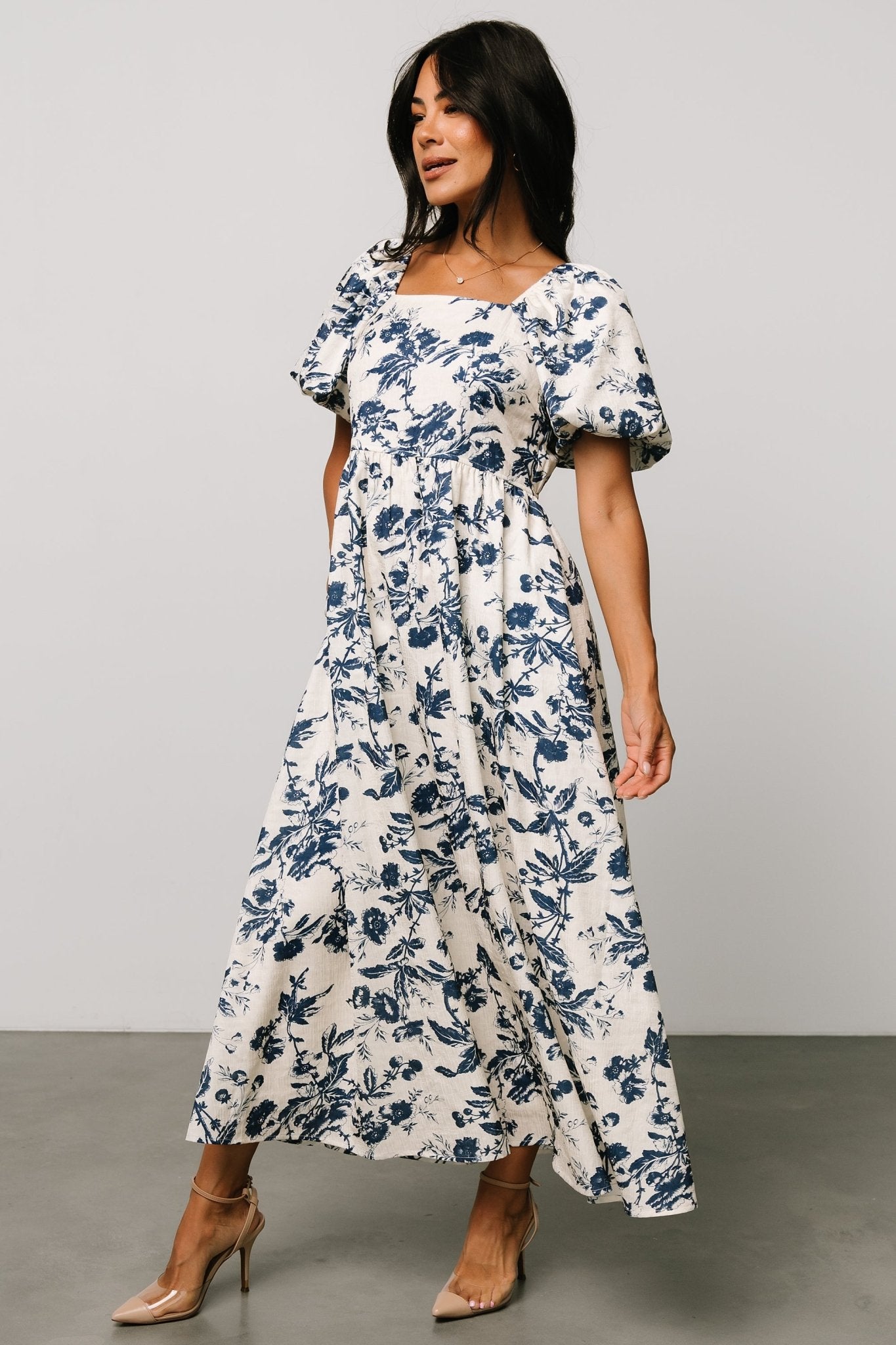 Graceland Maxi Dress | Cream + Navy Floral - Baltic Born