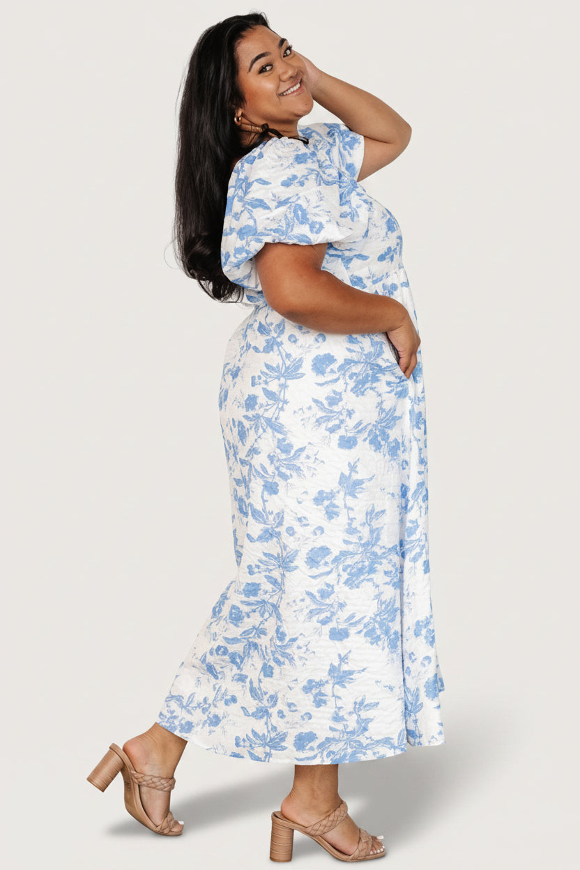 Baltic Born Womens Graceland Maxi Dress | White + Blue Floral | Size: Medium Baltic Born Womens Graceland Maxi Dress | White + Blue Floral | Size: Medium