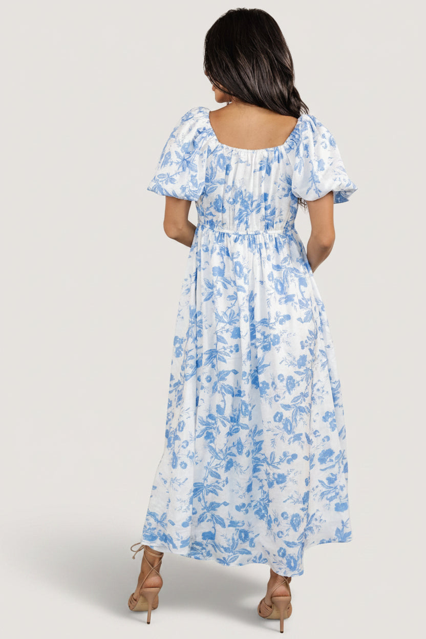 Baltic Born Womens Graceland Maxi Dress | White + Blue Floral