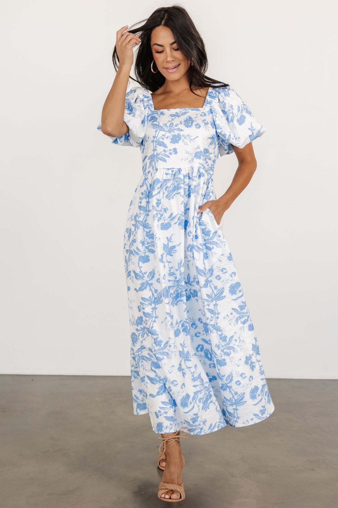 Graceland Maxi Dress | White + Blue Floral - Baltic Born