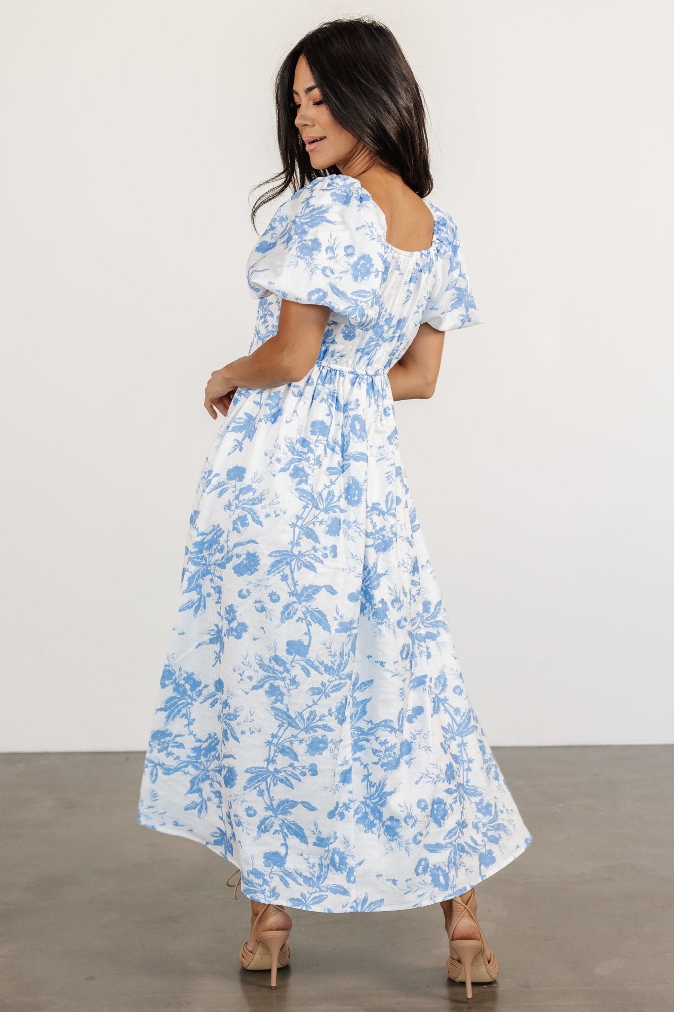 Graceland Maxi Dress | White + Blue Floral - Baltic Born