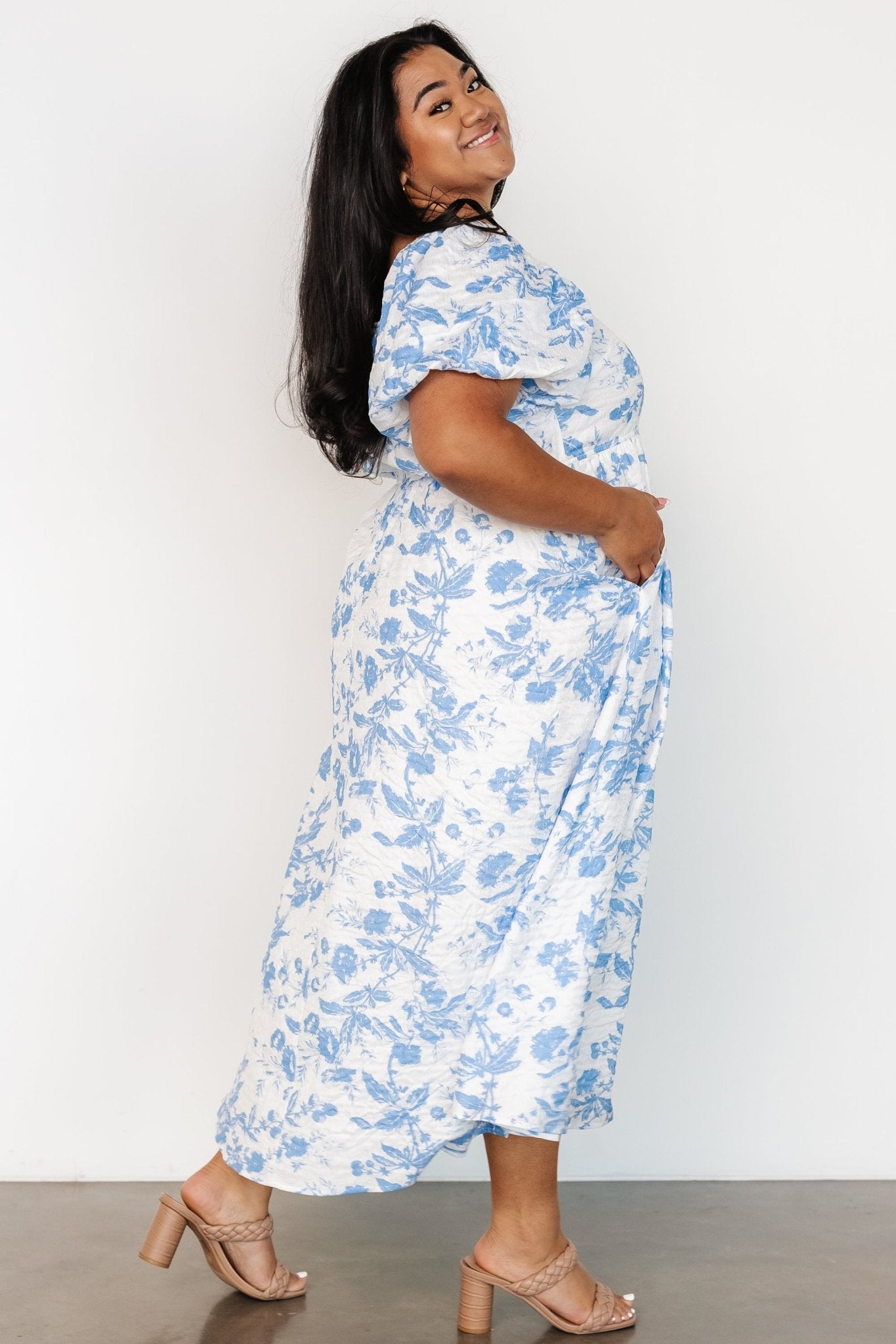 Graceland Maxi Dress | White + Blue Floral - Baltic Born