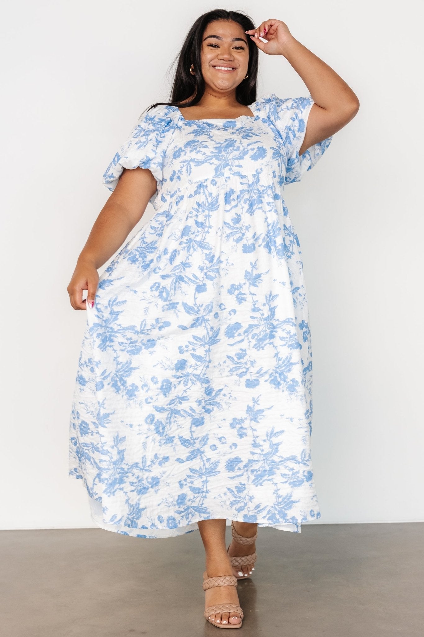 Graceland Maxi Dress | White + Blue Floral - Baltic Born