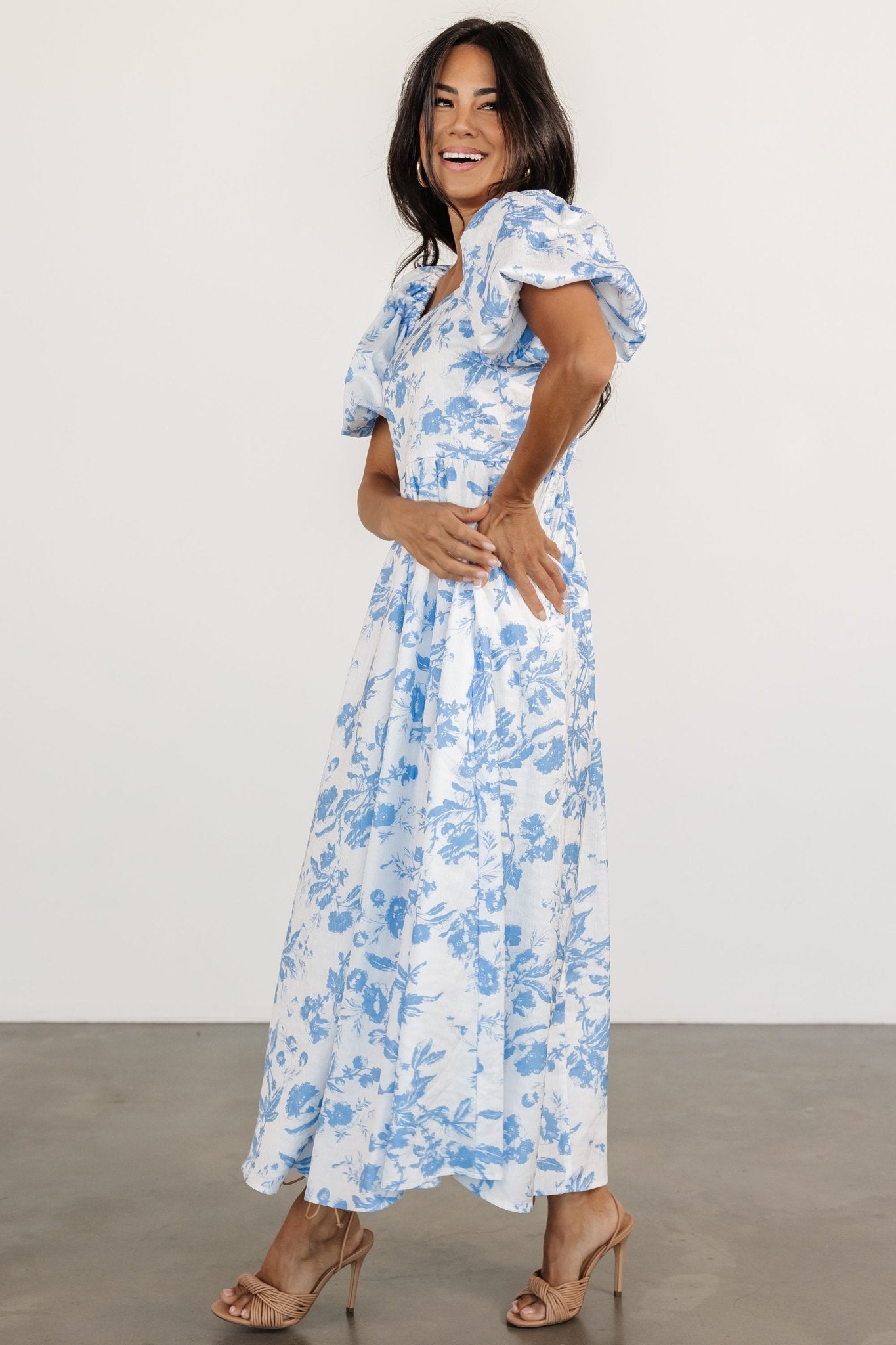 Graceland Maxi Dress | White + Blue Floral - Baltic Born