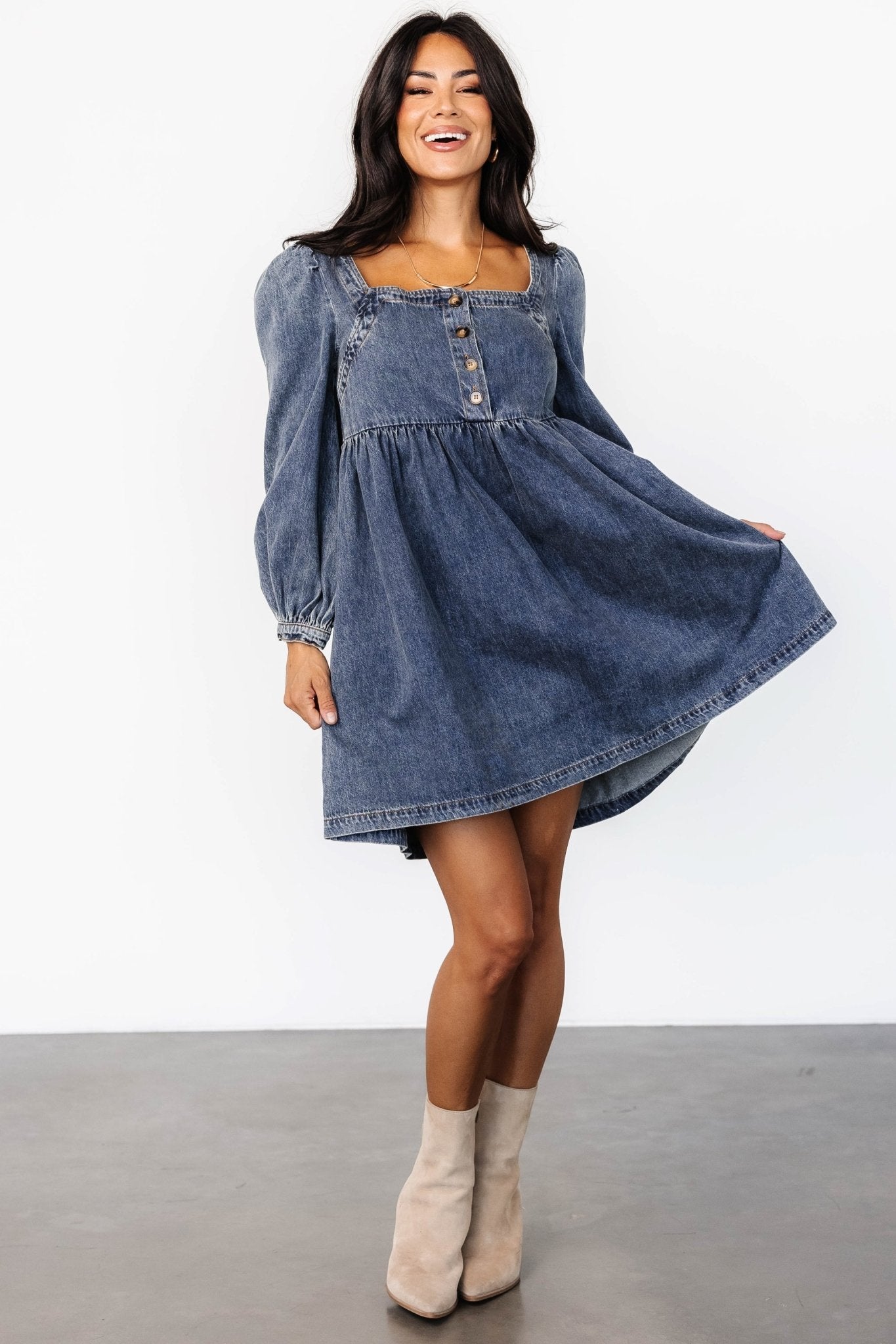 Gretchen Denim Short Dress | Blue - Baltic Born