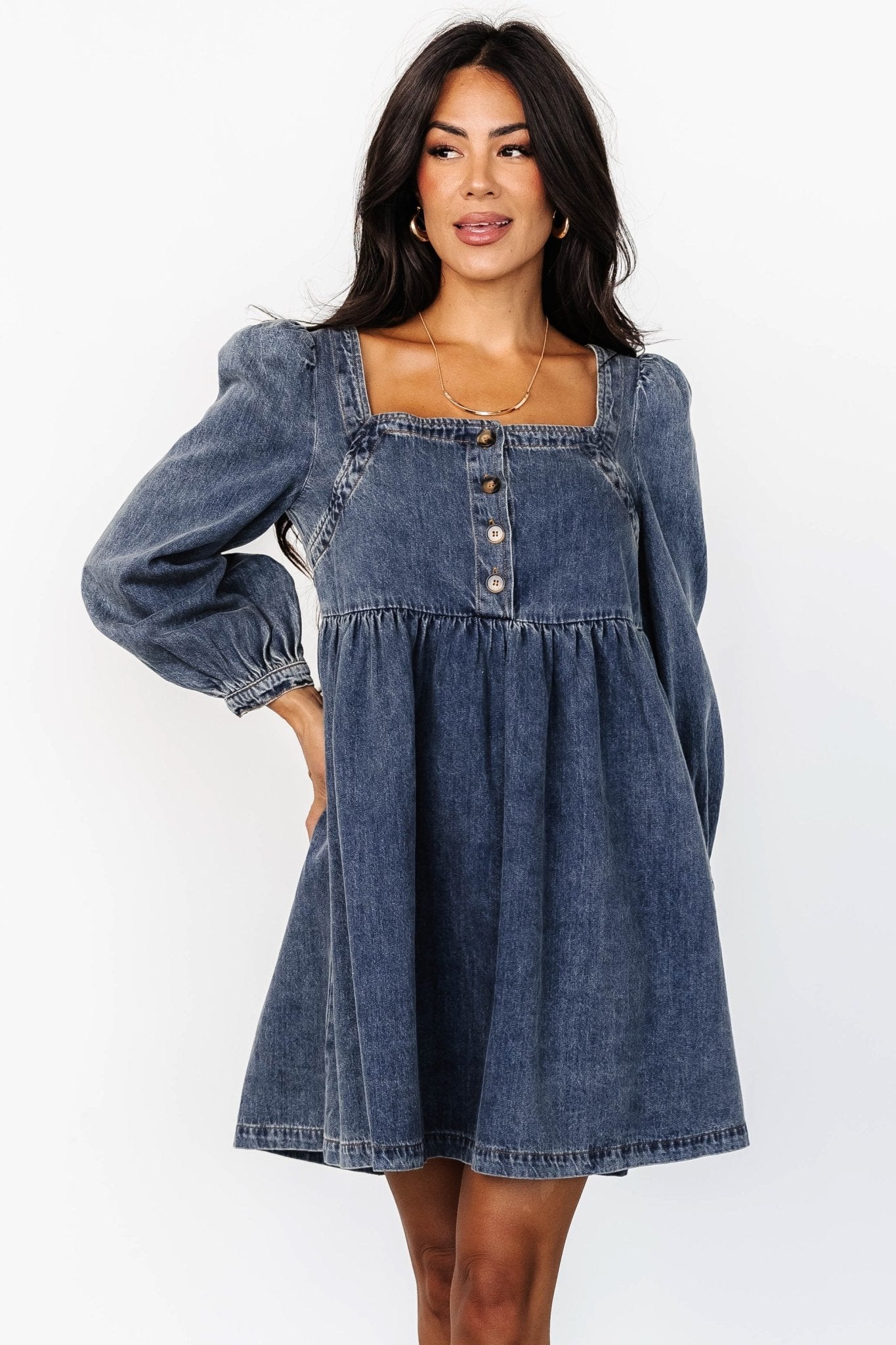 Gretchen Denim Short Dress | Blue - Baltic Born