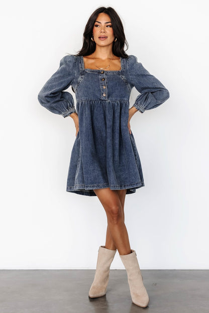 Gretchen Denim Short Dress | Blue - Baltic Born