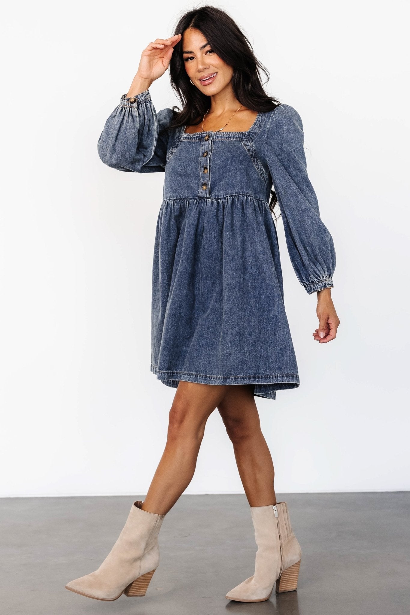 Gretchen Denim Short Dress | Blue - Baltic Born