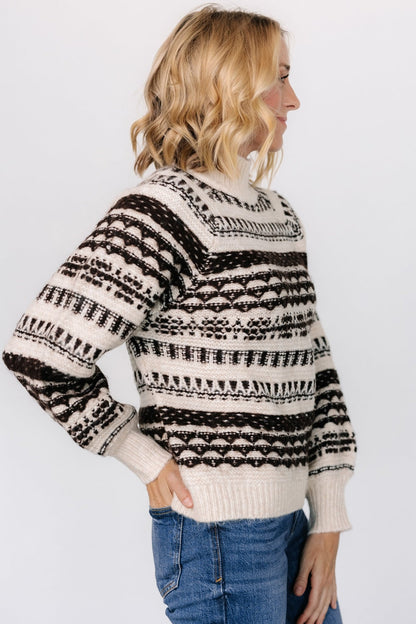 Guadalupe Mock Neck Sweater | Ivory + Chocolate - Baltic Born