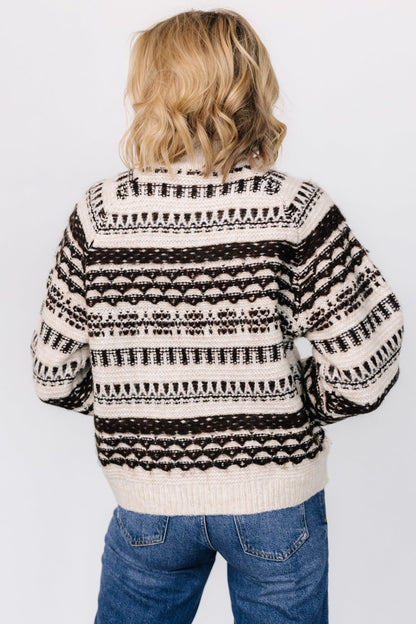 Guadalupe Mock Neck Sweater | Ivory + Chocolate - Baltic Born