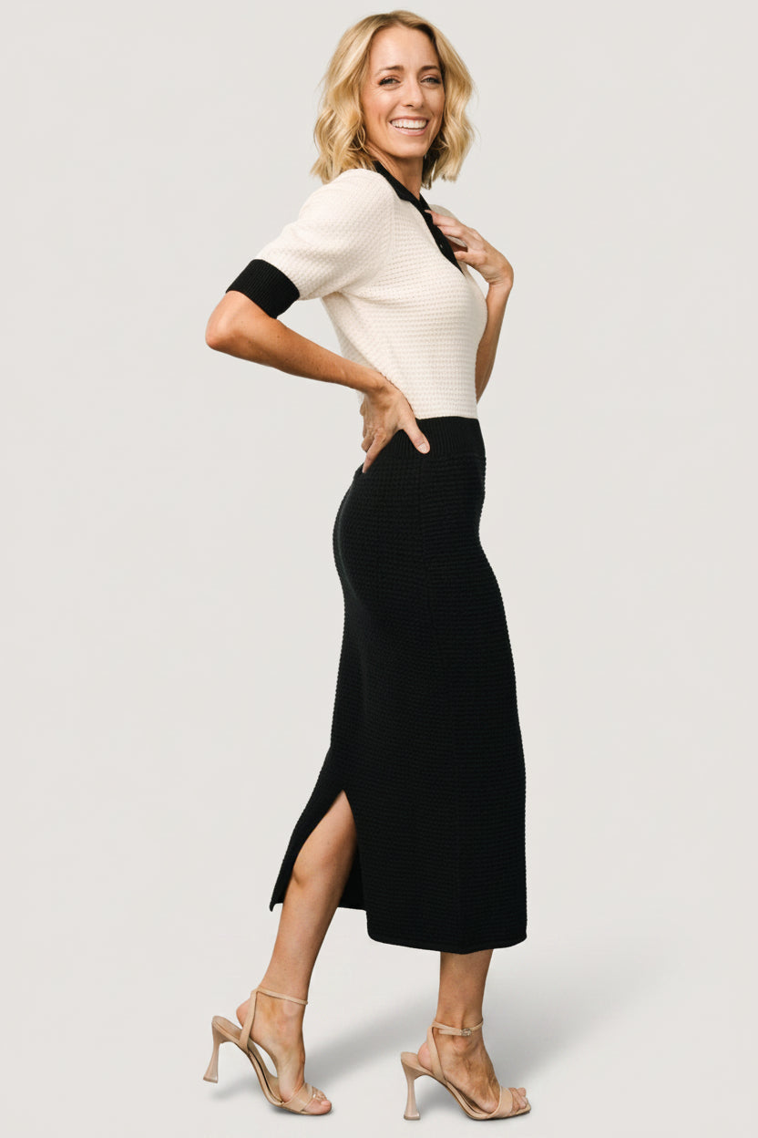 Gwendolyn Collared Midi Dress | Navy + Cream – Baltic Born