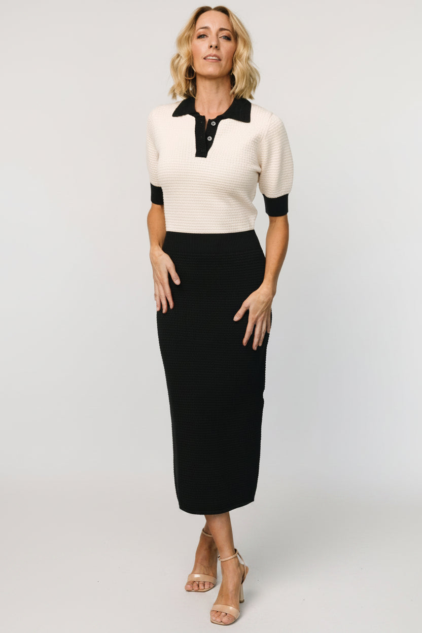 Gwendolyn Collared Midi Dress | Navy + Cream – Baltic Born