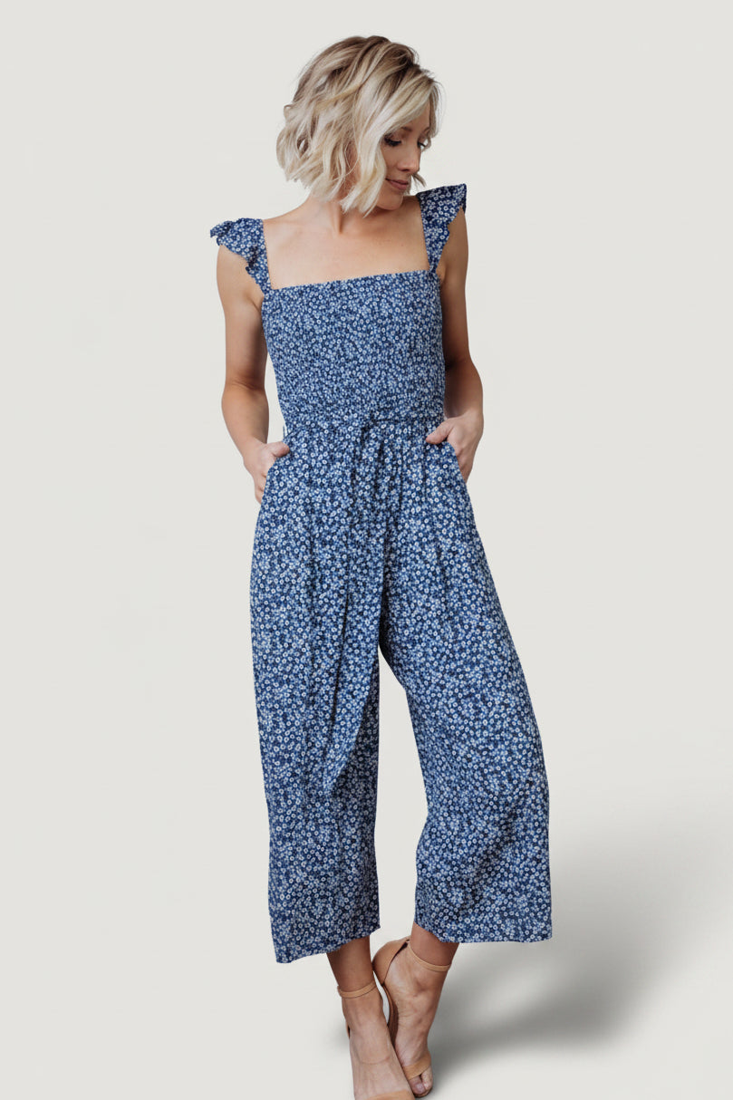 Hadley Smocked Jumpsuit | Navy