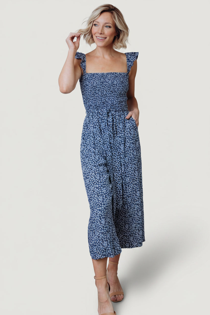 Hadley Smocked Jumpsuit | Navy
