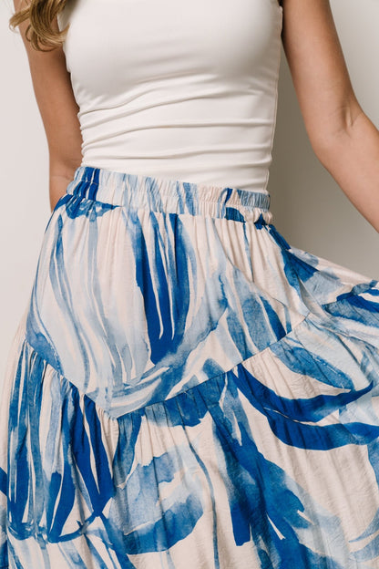 Hailee Tiered Skirt | Off White + Blue - Baltic Born