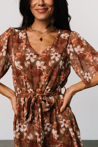 Hailey Short Dress | Rust Floral - Baltic Born