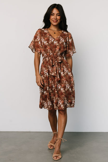 Hailey Short Dress | Rust Floral - Baltic Born