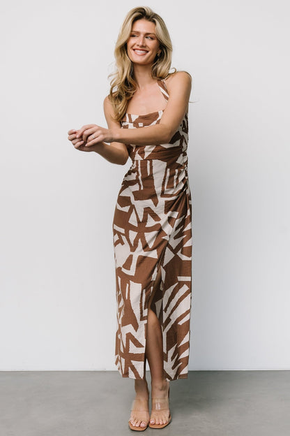 Halin Halter Dress | Brown + Natural Print - Baltic Born