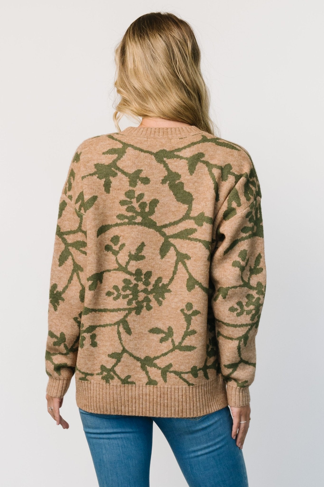 Hallstatt Sweater | Camel + Green Print - Baltic Born