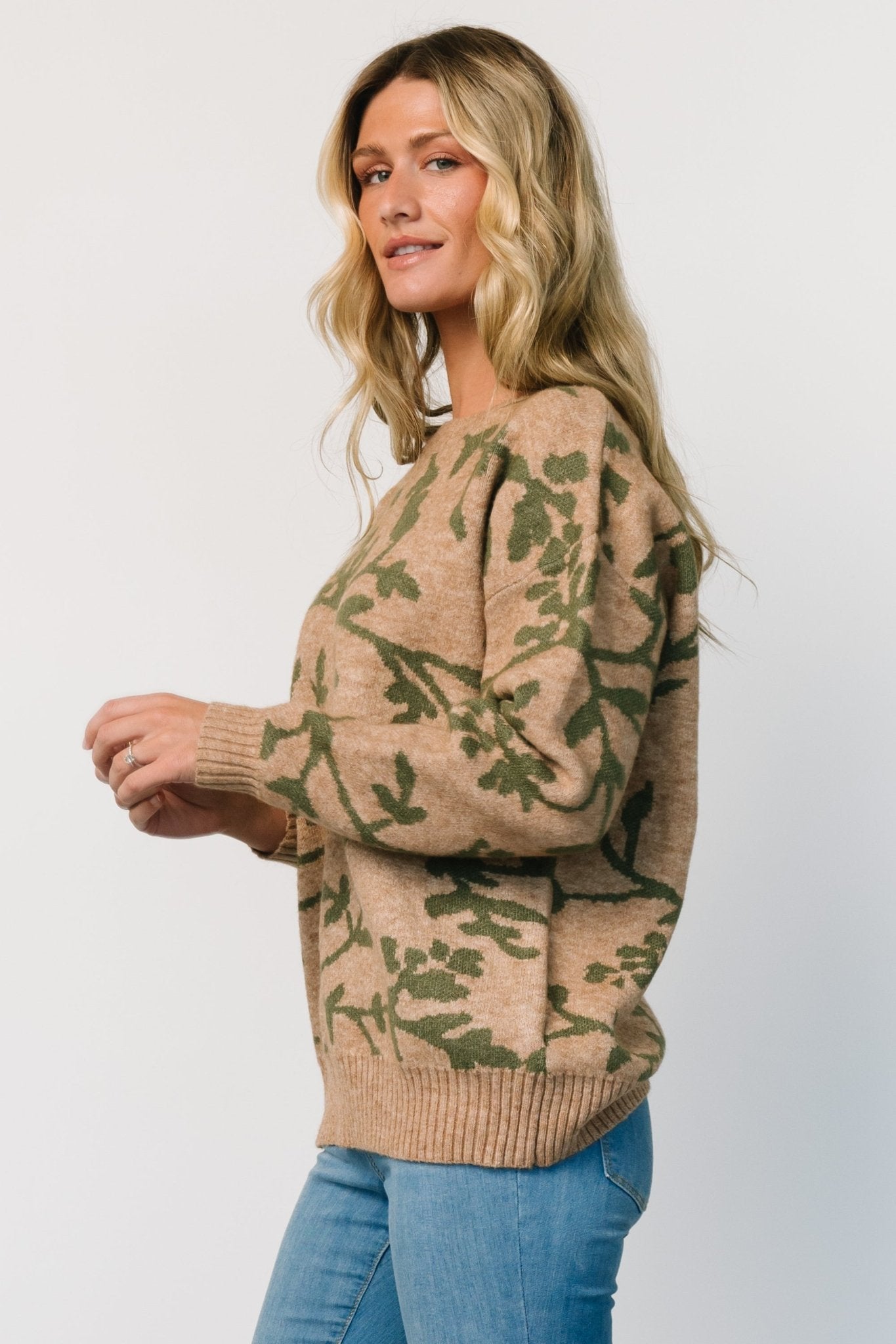 Hallstatt Sweater | Camel + Green Print - Baltic Born