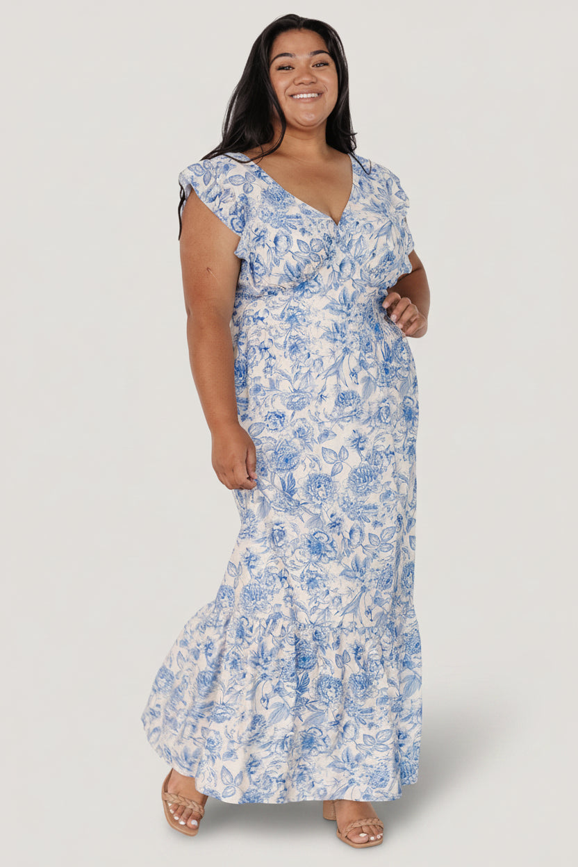Hampton Maxi Dress Blue Floral Tie-Back Maxi | Baltic Born S Hampton Maxi Dress Blue Floral Tie-Back Maxi | Baltic Born S