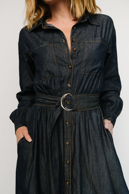 Hansel Long Sleeve Denim Dress | Dark Blue - Baltic Born