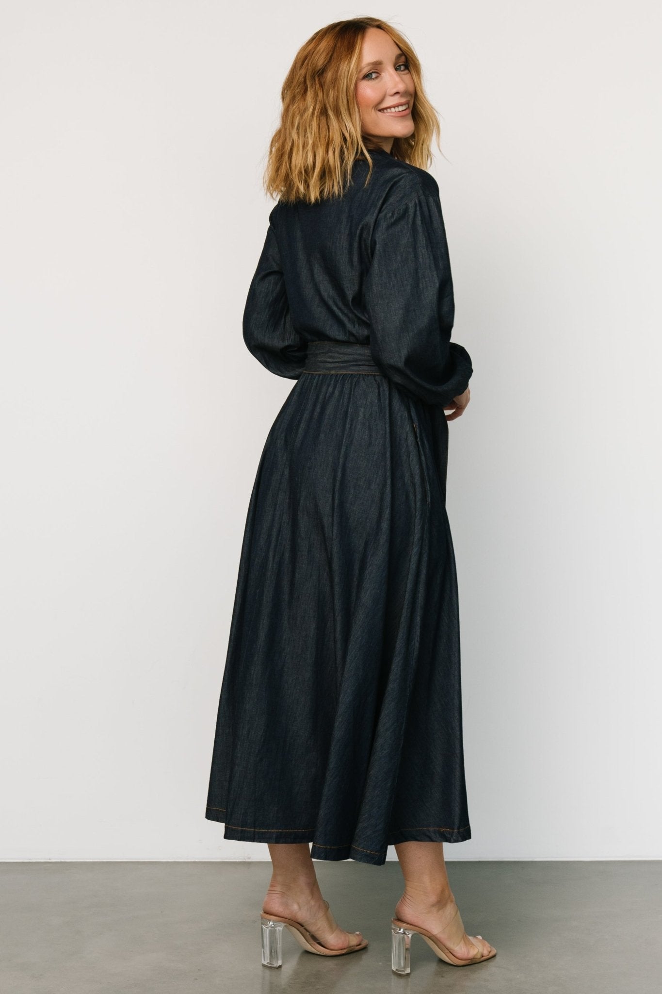 Hansel Long Sleeve Denim Dress | Dark Blue - Baltic Born