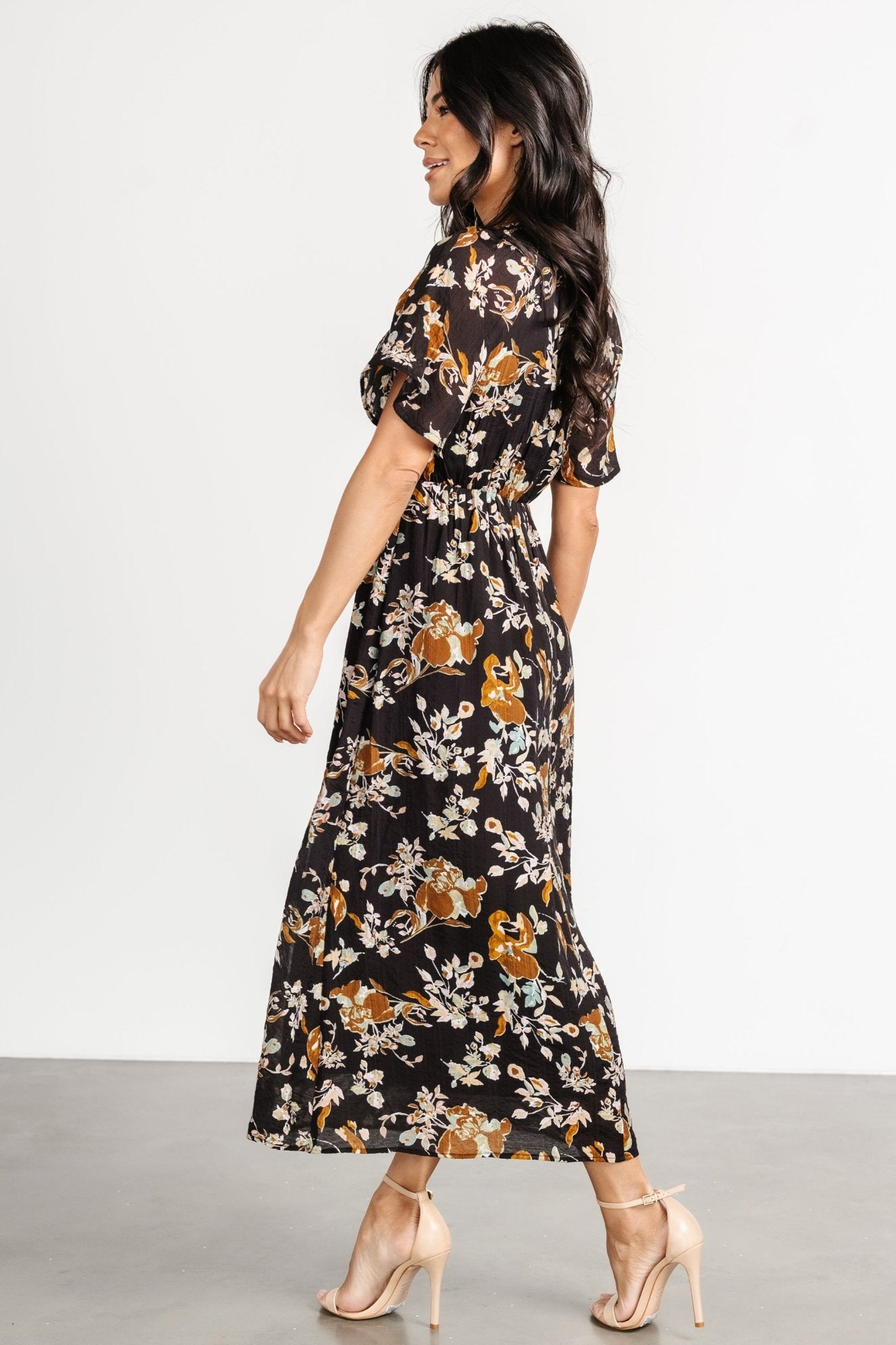 Hathaway Midi Dress | Black Floral - Baltic Born