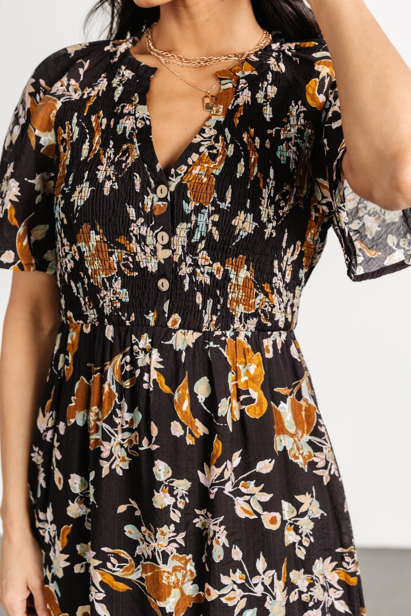 Hathaway Midi Dress | Black Floral - Baltic Born