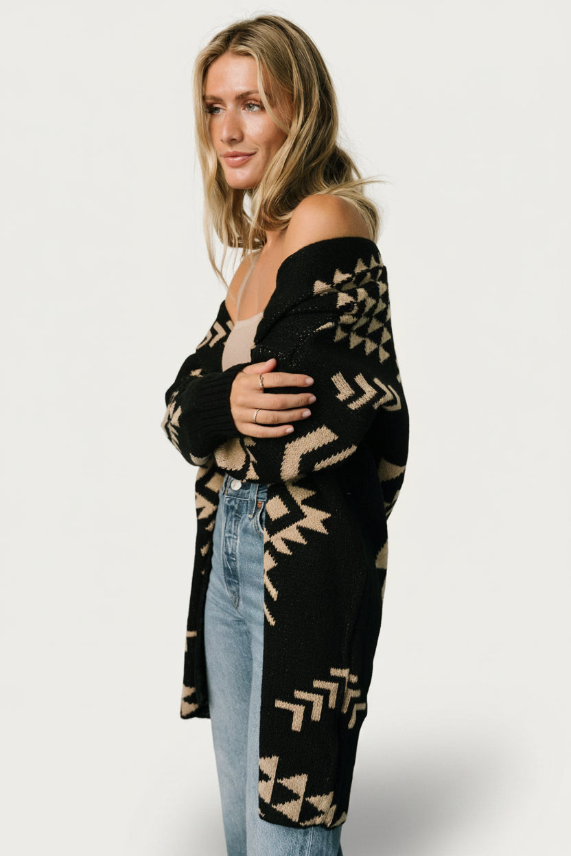 Hays Oversized Cardigan | Black + Tan