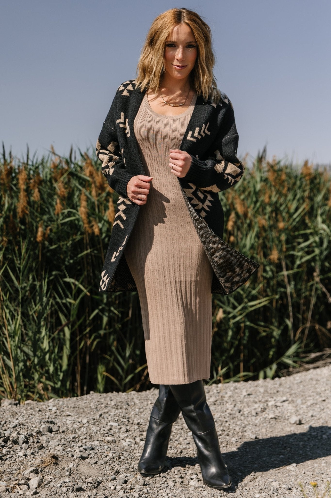 Hays Oversized Cardigan | Black + Tan - Baltic Born