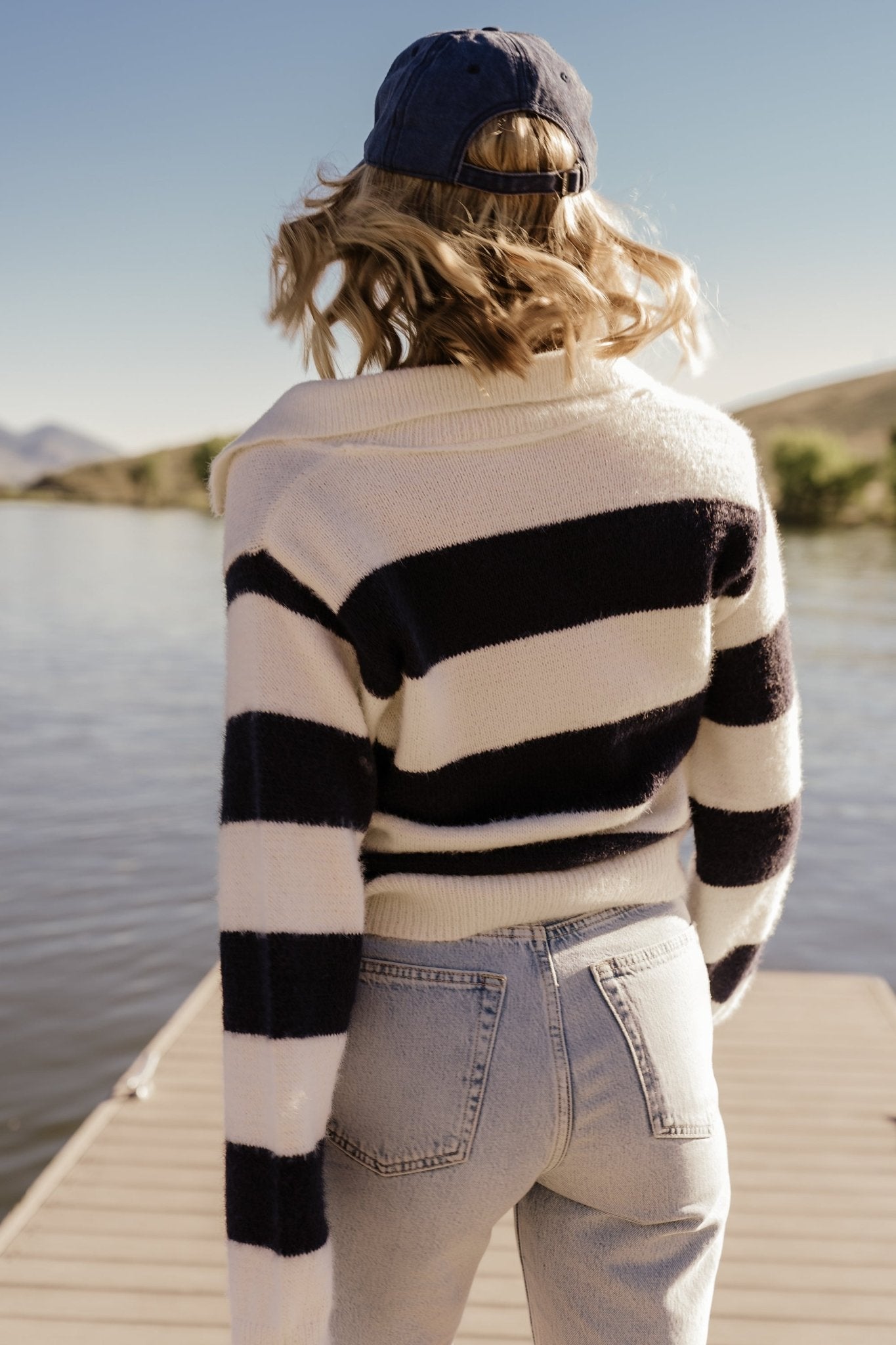 Heather Striped Sweater | Cream + Navy - Baltic Born