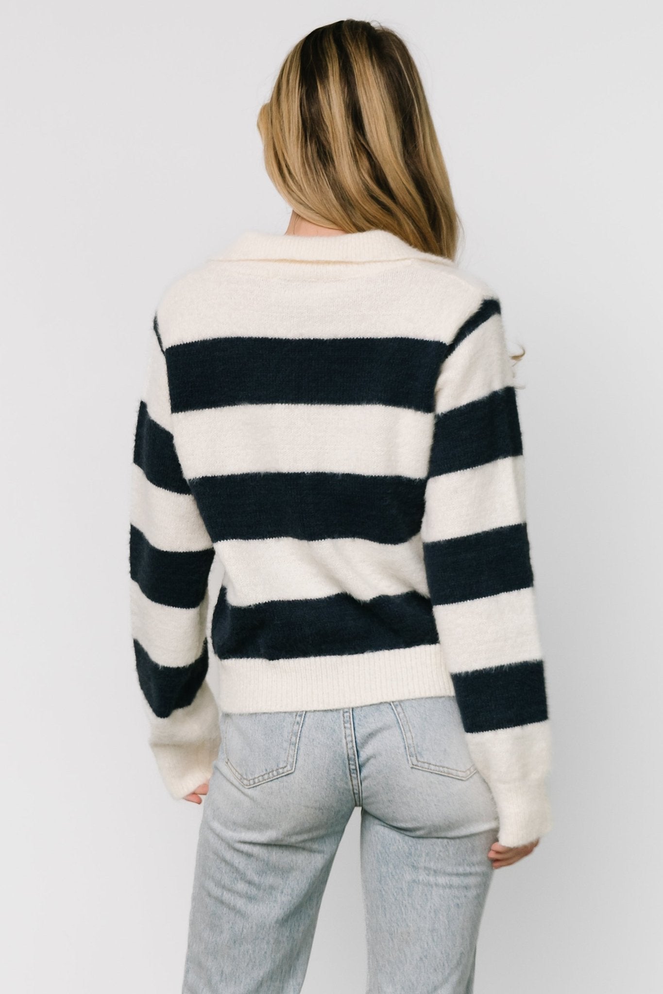 Heather Striped Sweater | Cream + Navy - Baltic Born