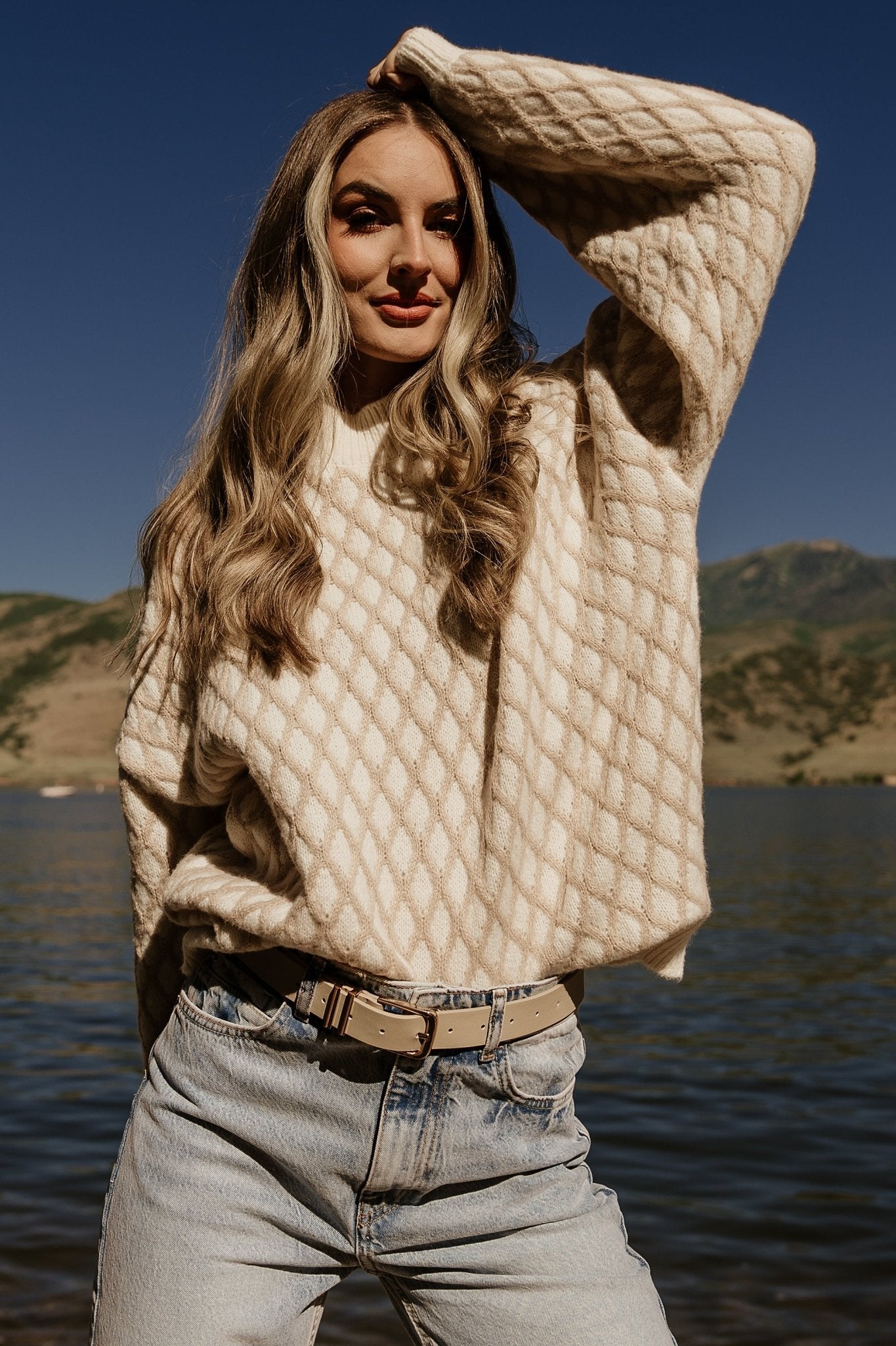 Hendrix Diamond Knit Sweater | Taupe - Baltic Born