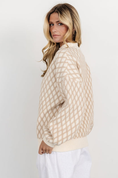 Hendrix Diamond Knit Sweater | Taupe - Baltic Born