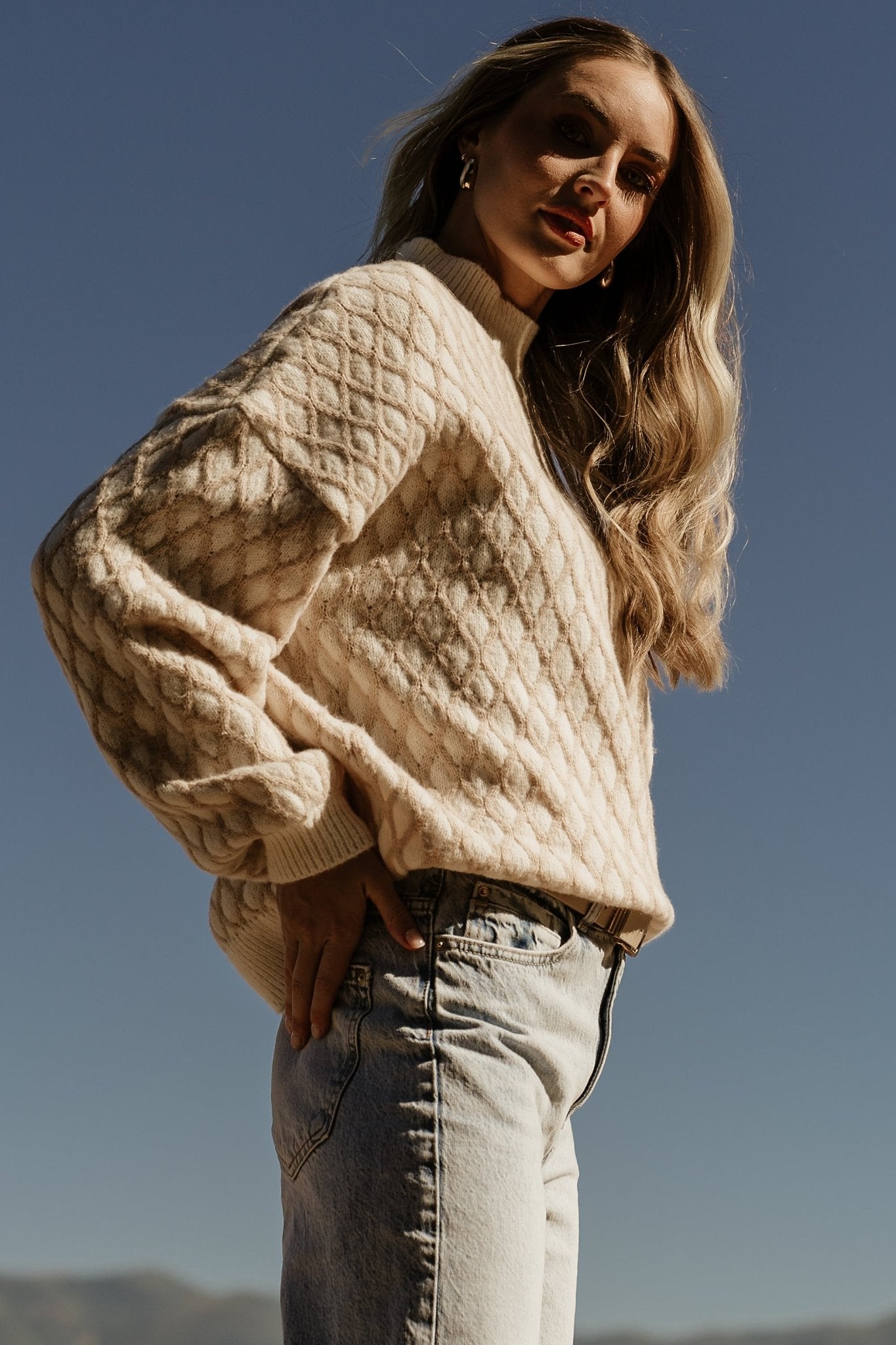 Hendrix Diamond Knit Sweater | Taupe - Baltic Born