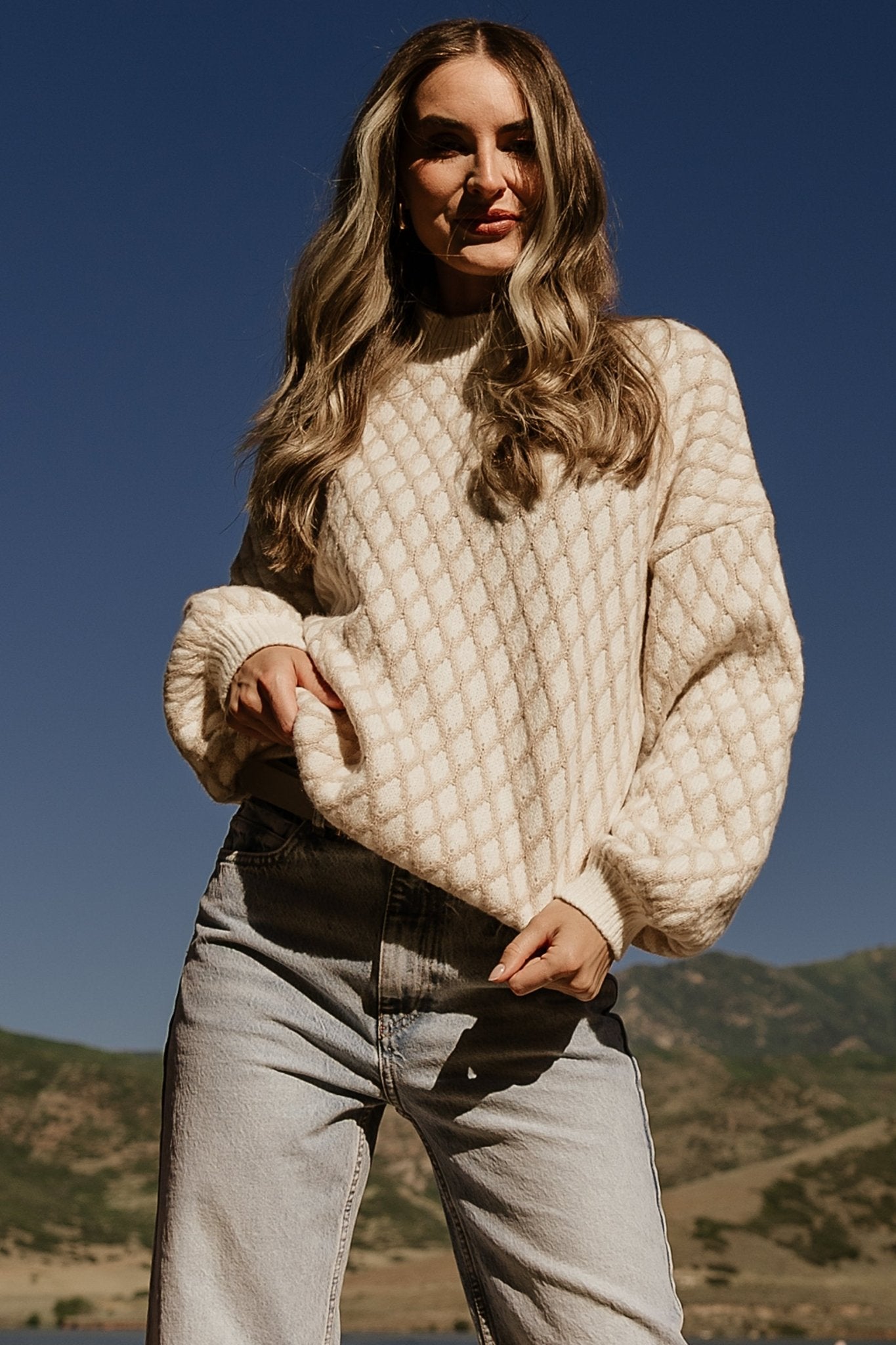 Hendrix Diamond Knit Sweater | Taupe - Baltic Born