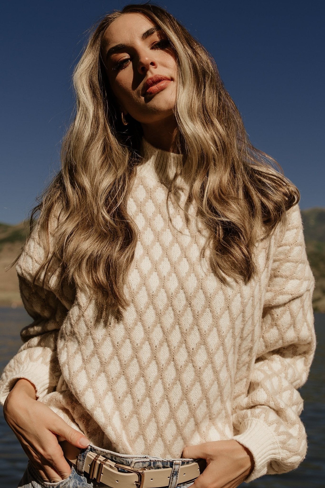 Hendrix Diamond Knit Sweater | Taupe - Baltic Born