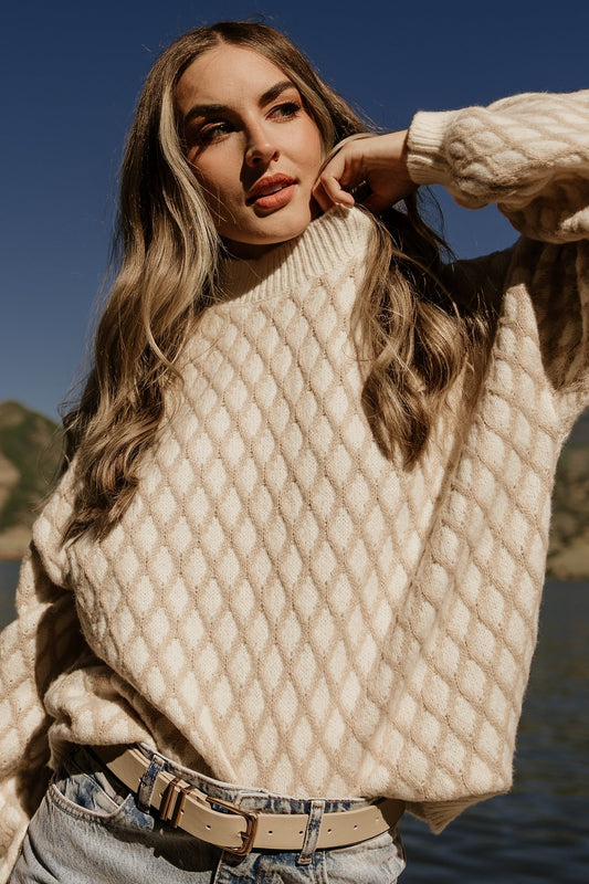 Hendrix Diamond Knit Sweater | Taupe - Baltic Born