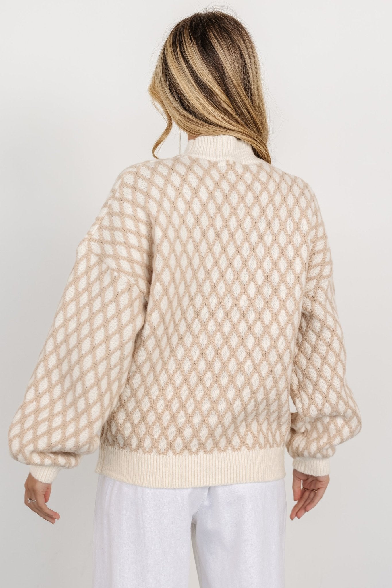 Hendrix Diamond Knit Sweater | Taupe - Baltic Born