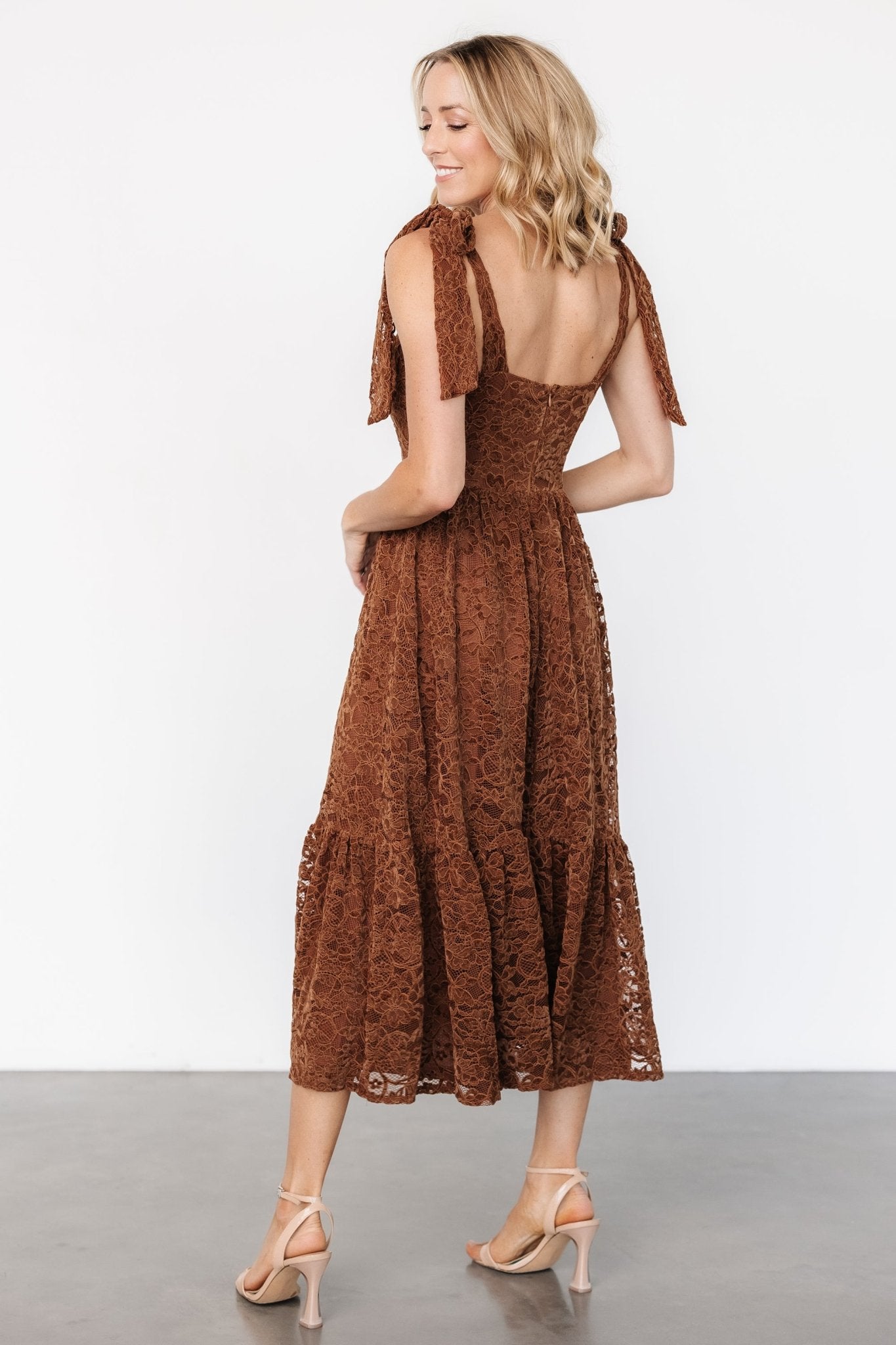 Hestia Lace Midi Dress | Brown - Baltic Born