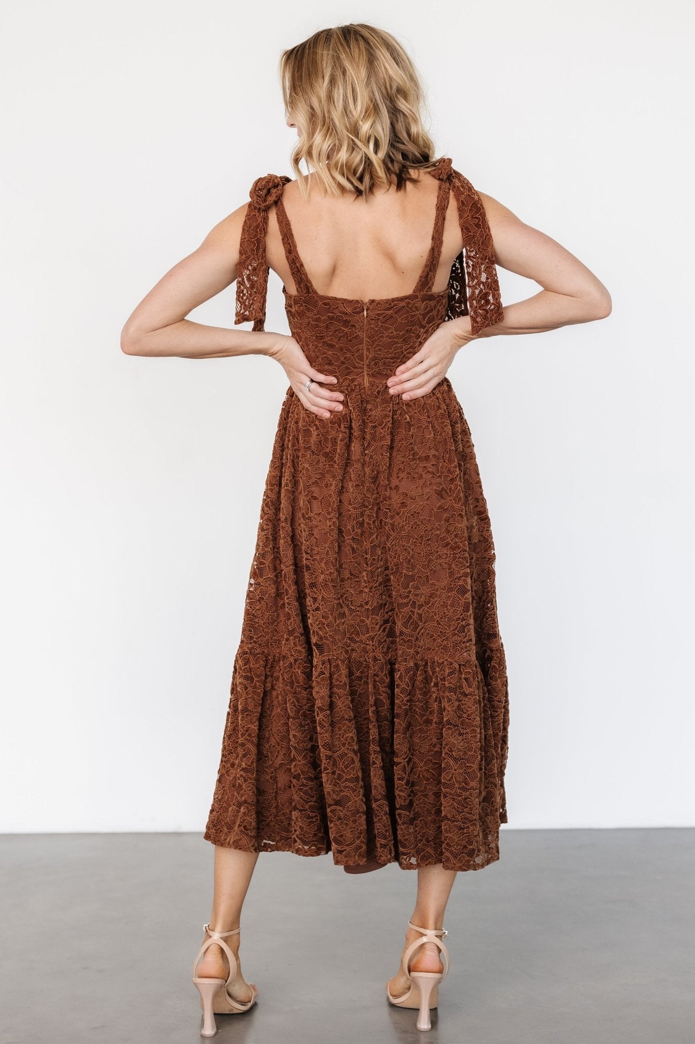 Hestia Lace Midi Dress | Brown - Baltic Born