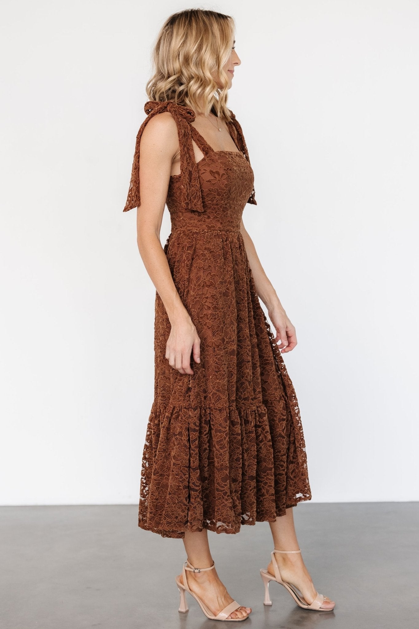 Hestia Lace Midi Dress | Brown - Baltic Born