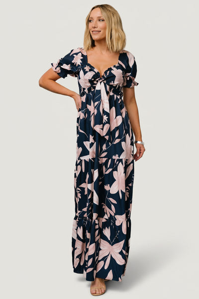 Baltic Born Womens Hilaria Maxi Dress | Navy + Blush