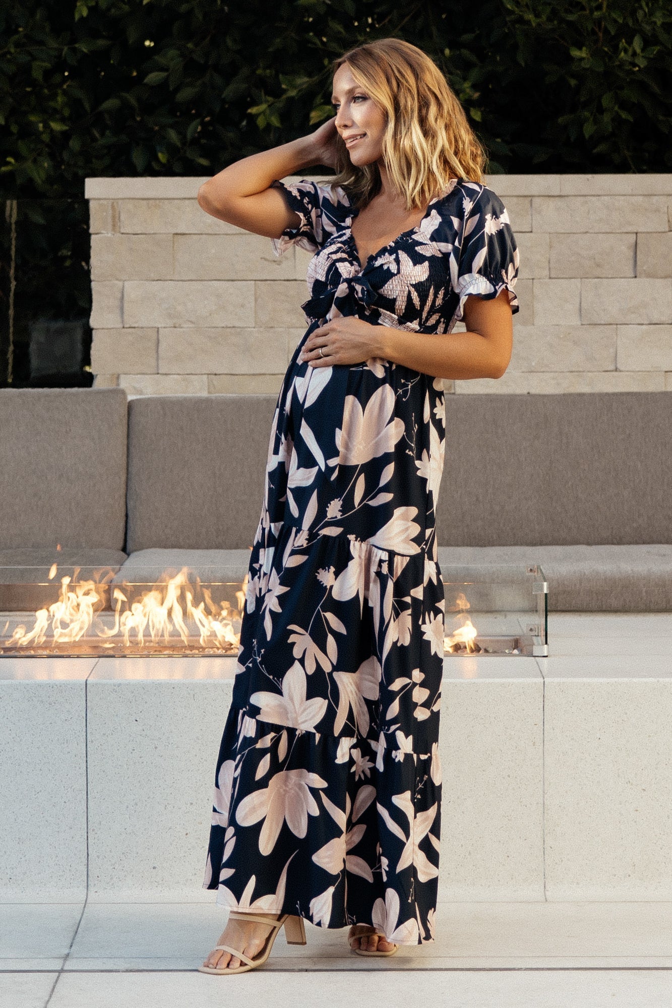 Hilaria Maxi Dress | Navy + Blush